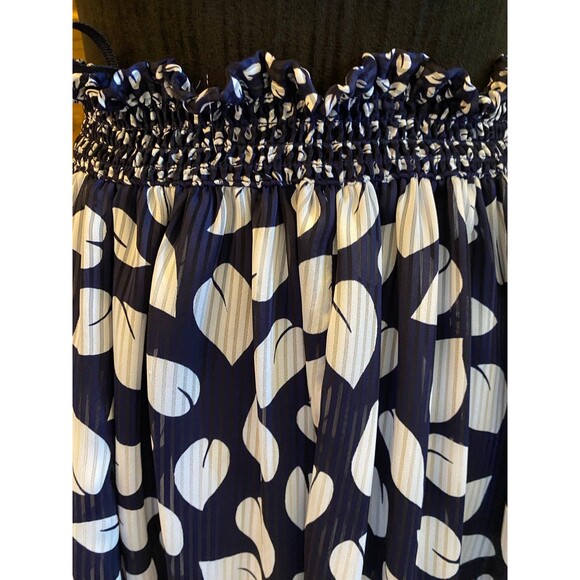 Appel Skirt Size ? Large Semi Sheer Navy White Pattern Flowy Elastic Waist - Picture 3 of 10